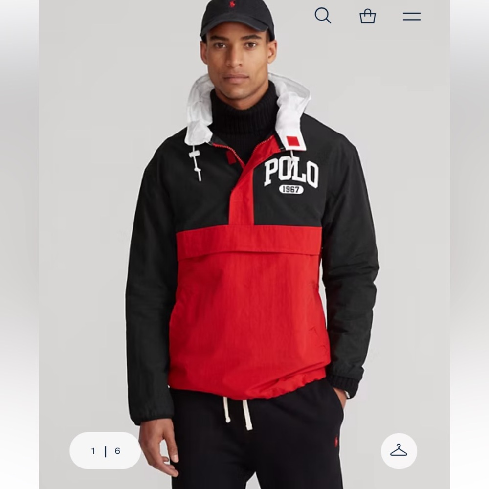 Polo Ralph Lauren Men's Water Repellent Pull Over 1/4 Zip Hooded Jacket MD